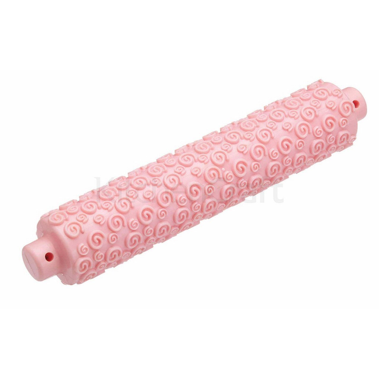 KitchenCraft Sweetly Does It Fondant Rolling Pin with Embossed Textured Swirl Pattern, Pink, 27 cm