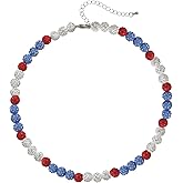 Baseball Necklace - Glitter Bling Clay Beaded Ice Collection Necklace for Men Boys Cool Gifts for Baseball Players Lovers