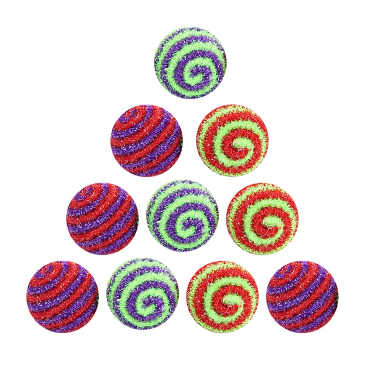 FRCOLOR 10Pcs Colorful Glitter Balls for Cats, Interactive Wool Yarn Pom Poms Toys for Kitten Play