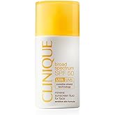 Clinique SPF 50 Mineral Sunscreen Fluid For Face | Zinc Oxide Sunscreen | Safe for Sensitive Skin, 1 Fl Oz