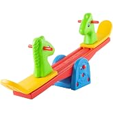 Hey Play Teeter Totter with Easy-Grip Handles, Multicolor, 57&rdquo; x 12&rdquo; x 21&rdquo; | See Saw for Backyard or Playroom, Indoor or Outdoor Play Equipment for Toddlers