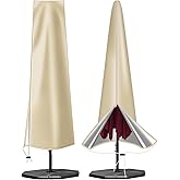 OKPOW Umbrella Cover 420D Oxford Fabric Patio Umbrella Covers Waterproof with Zip, for 9ft to 12ft Garden Outdoor Umbrella (Khaki)