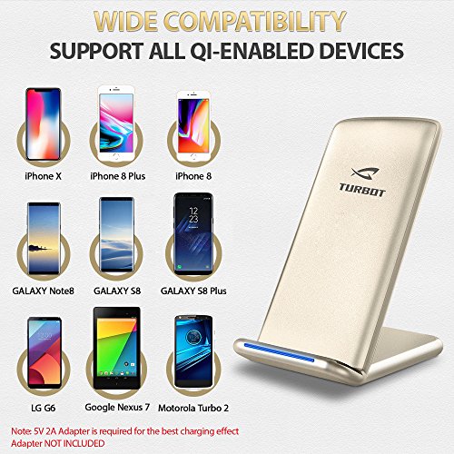iPhone X Wireless Charger, ElleSye 3-Coil Qi Wireless Charger Stand Pad for iPhone 8/8 Plus, iPhone X, Samsung Galaxy Note8, S8/S8 Plus/S7/S7 Edge/S6 Edge Plus, LG G6 and All QI-Enabled Devices - Thumbnail 2