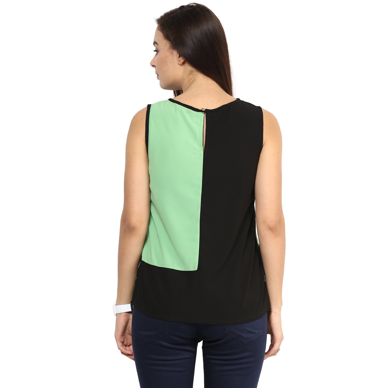 rare women green georgette top (ep1071)
