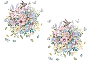 JEWEDECO Flower Toilet Lid Stickers 2pcs Pvc Wall Decals Decorative Toilet Seat Cover Stickers for Bathroom