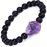 QVVWOPQ 8MM Amethyst Crystal Tiger Eye Stretch Bracelet with Irregular Stone,7.48 In Healing Gemstone Charm Bracelets Black Agate Stone Beads Chakra Energy Charm Handmade Bracelets for Girls Womens