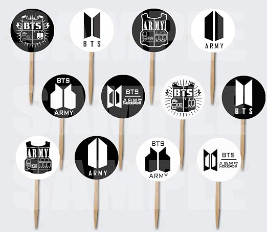 Amazon Com Bts Army Logo Cupcake Picks Cake Toppers 12 Pcs