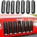 Topist 7pcs Black Front Grill Mesh Grille Insert Kit For Jeep Wrangler Rubicon Sahara Jk 2007-2017