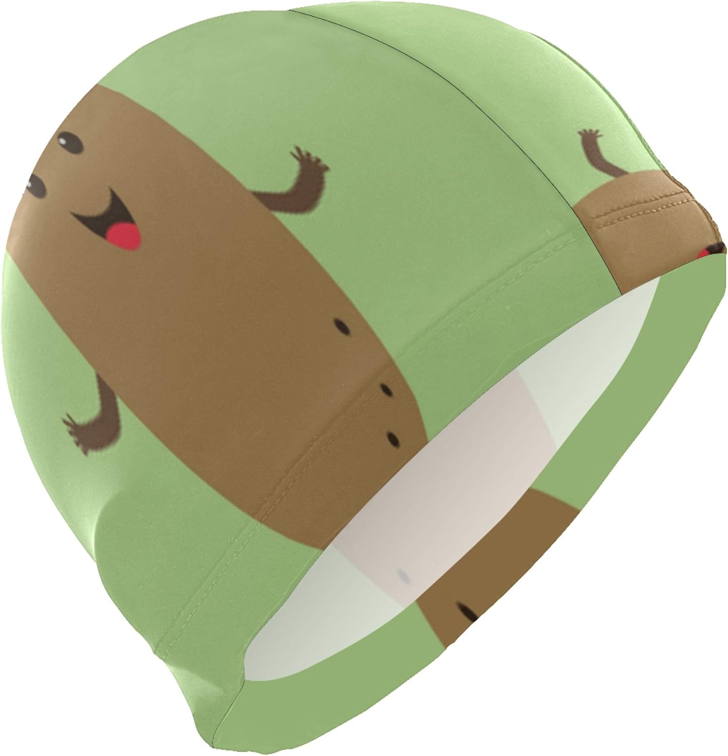 Swim Cap Women Funny Potato Funny Cute Pose Cloth Swimming