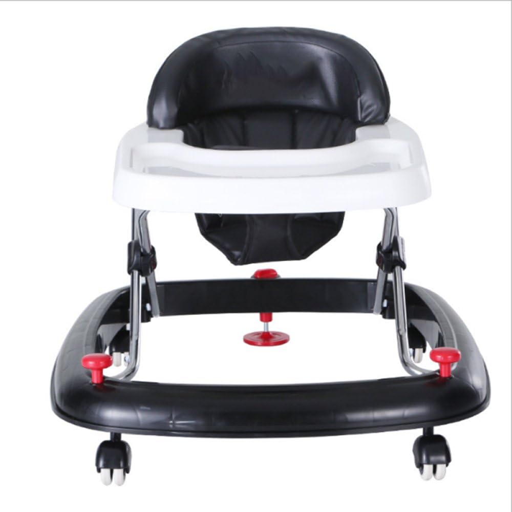 JZM Baby Foldable Baby Walker, Height Adjustable And Free Installation Learning Walker (Black,White),Black