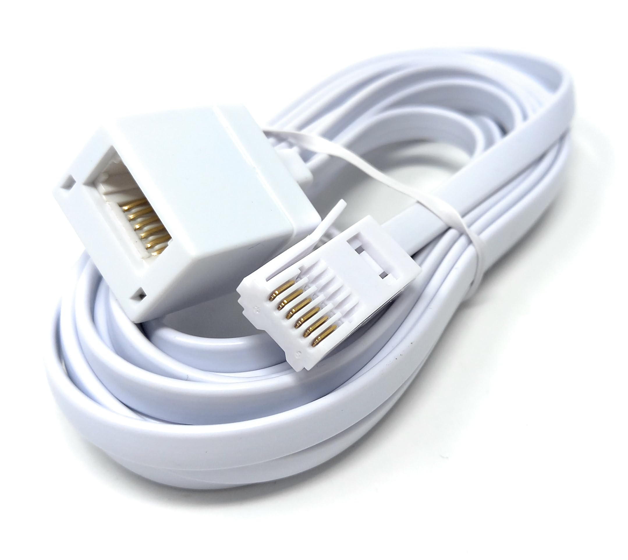 DRUT 3m BT Telephone Extension Cable Lead Wire, 6-pin Core (631a) BT Male to BT Female, Jack to Socket, Flat Cable for Home Office Phone 10ft