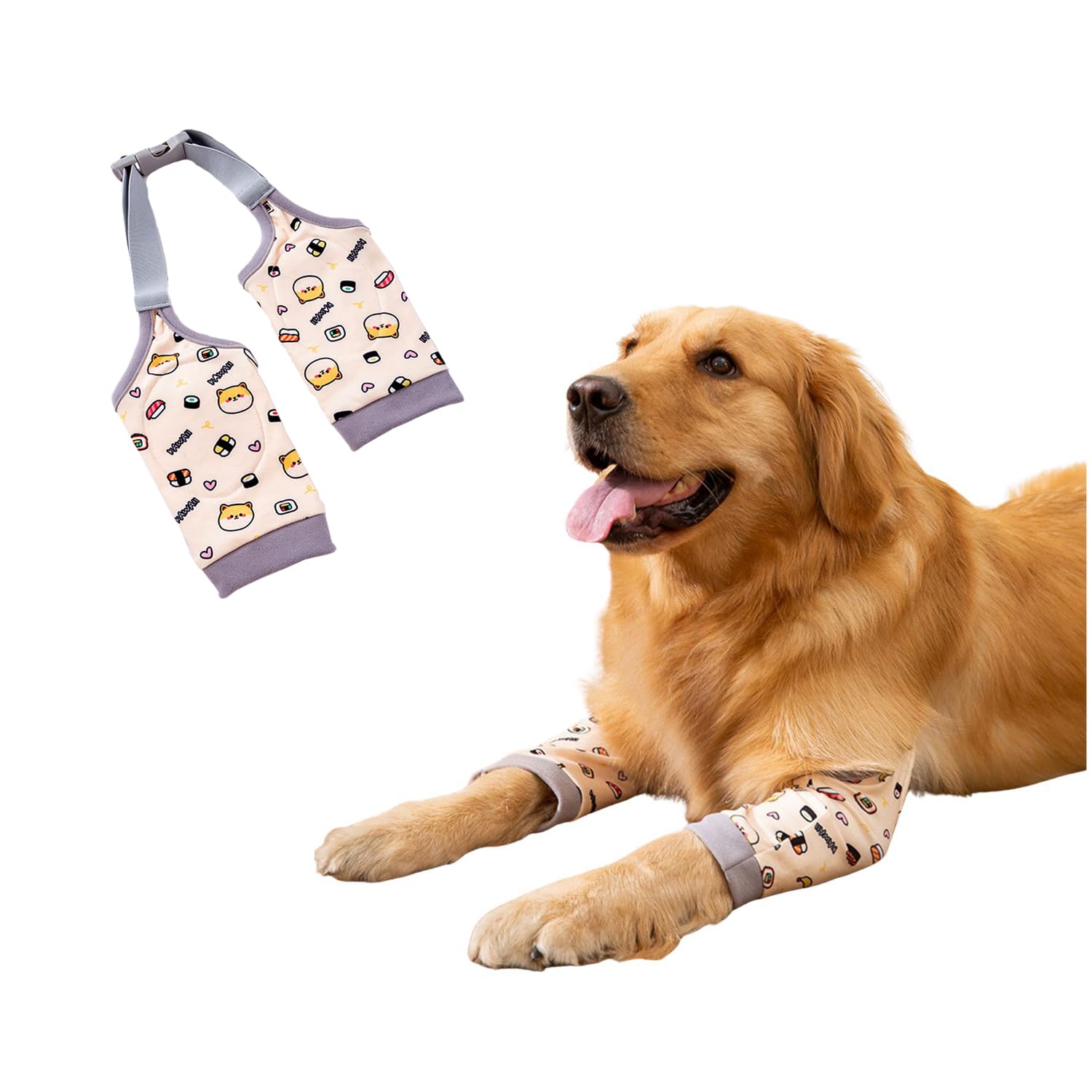 MeiAOBest Dog Front Leg Joint Protector Sleeve,Elbow Sleeves with Mesh Pad for Medium Large Dogs Prevent Licking Wound_L(Yellow) — image 1