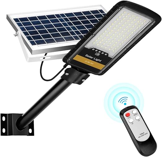 80w farolas solares exterior 6000k 84leds focos led exterior solares con soporte y control remoto luces solares para el jardin camino entrada