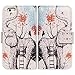 Bfun Packing Elephant Flower Card Slot Wallet Leather Cover Case for iPhone 6 Plus/6s Plus