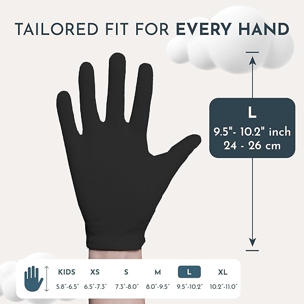 GAXCOO COTTONNERIE COTTON GLOVES FOR DRY HANDS SLEEPING, MOISTURIZING GLOVES OVERNIGHT, HAND MOISTURIZER GLOVES, MOISTURE GLOVES FOR DRY HANDS OVERNIGHT, SLEEPING ECZEMA GLOVES, LARGE 8 PAIR, BLACK