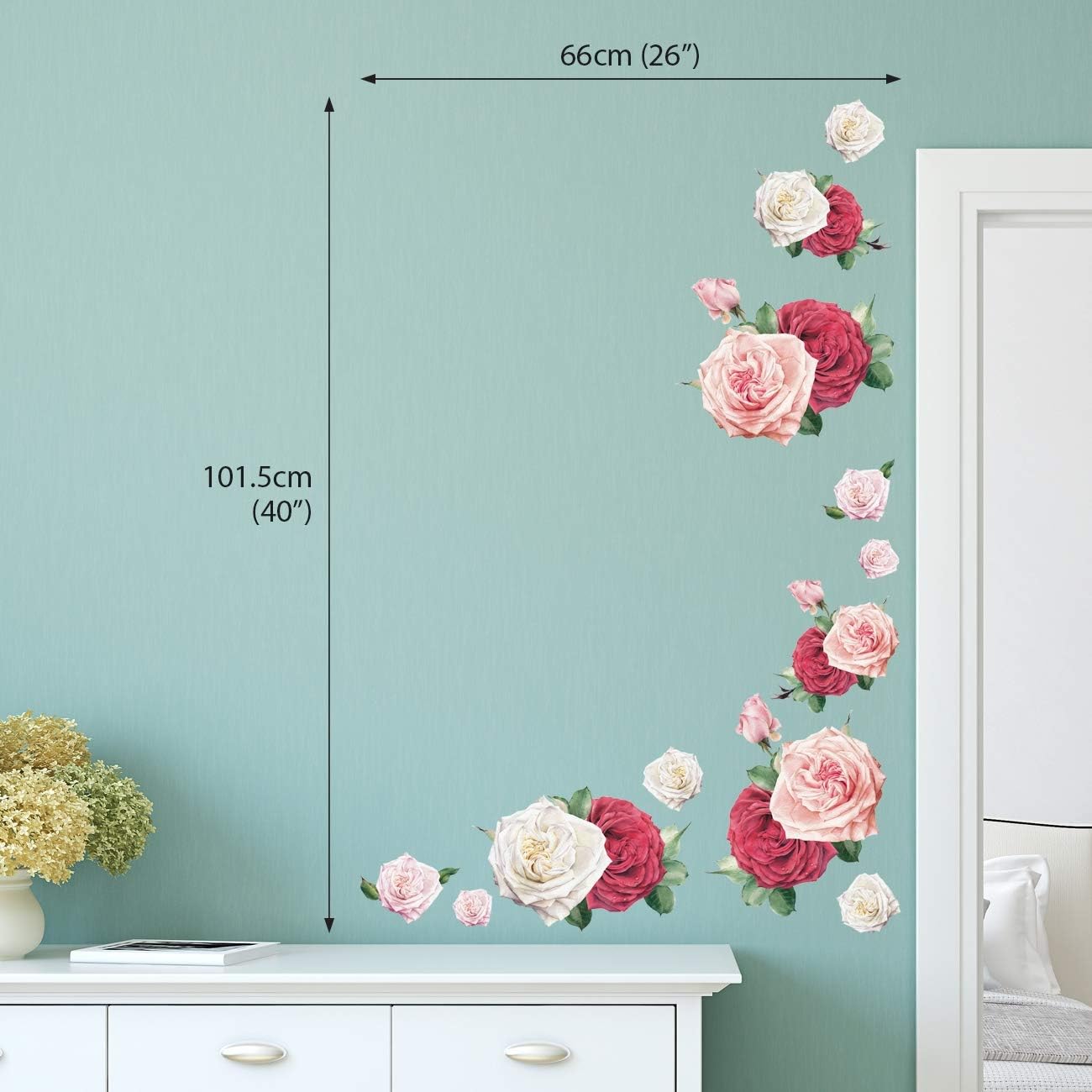DECOWALL DS4-8041 Watercolour Rose (Small) Kids Wall Stickers Decals Flower Peel and Stick Removable for Nursery Bedroom Living Room Art murals Decorations - Image 4