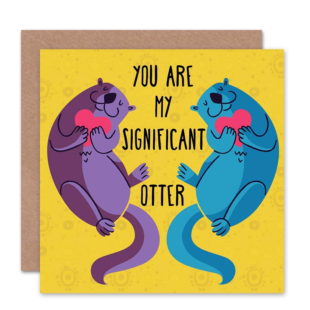 Wee Blue Coo VALENTINE LOVE SIGNIFICANT OTTER NEW ART GREETINGS GIFT CARD