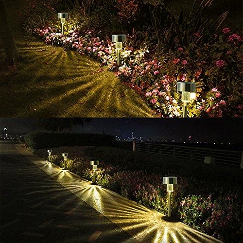 SUNNEST Solar Lights Outdoor Solar Garden Lights 12Pack Stainless Steel LED Solar Pathway Lights, Outdoor Landscape Lighting for Lawn/Patio/Yard/Walkway/Driveway Warm White - Thumbnail 5