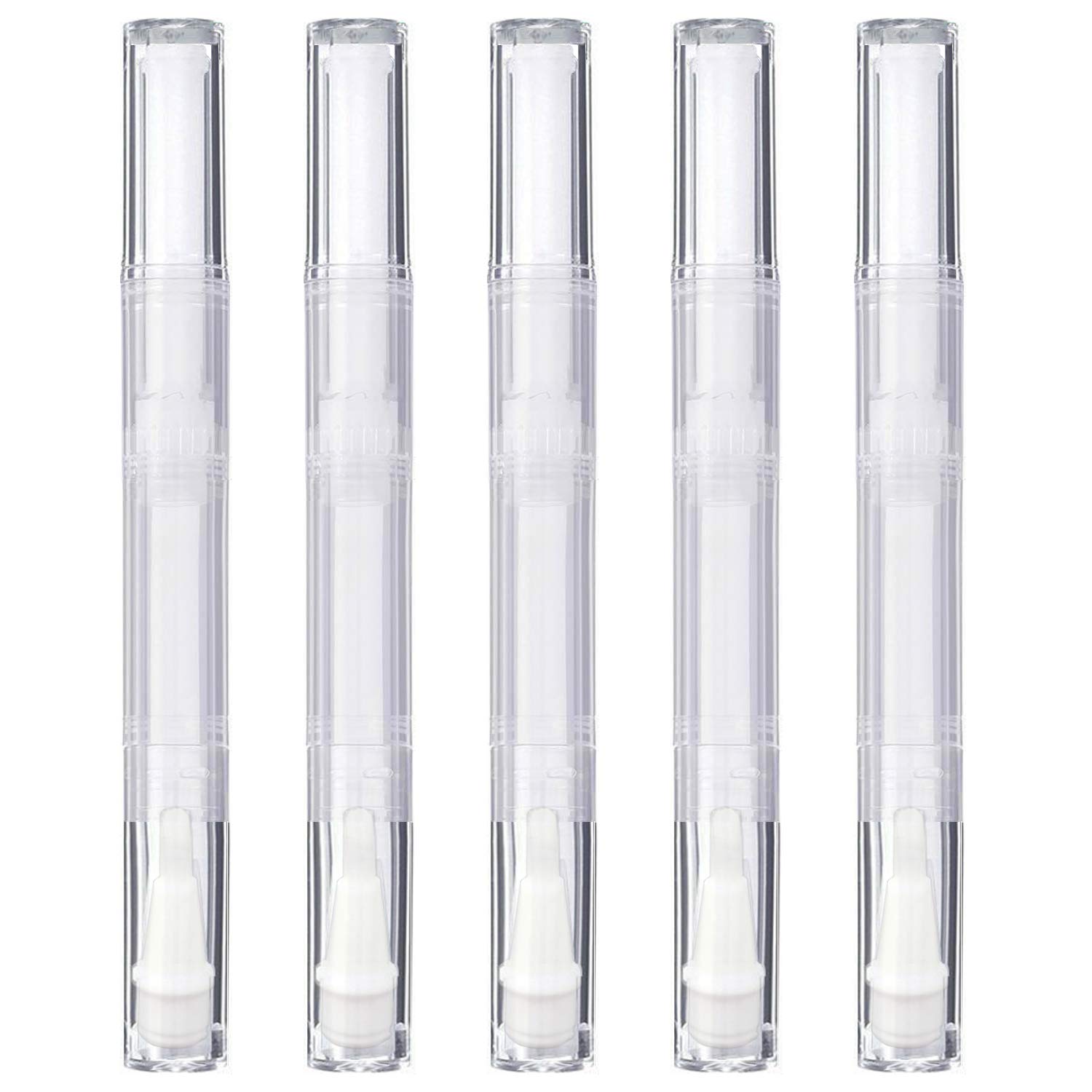 5 Pack 3 ml Transparent Twist Pens, Empty Nail Oil Pen with Brush Tip, Cosmetic Lip Gloss Container Applicators Eyelash Growth Liquid Tube (5x) : Beauty
