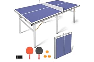 FONICHR Professional Ping Pong Table Tennis Table Foldable Ping Pong Table Top Full Size Waterproof Clearance with1 Ball Network & 2 Table Tennis Paddles 3 Table Tennis Indoor Multiplayer