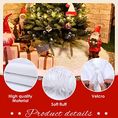 GIGALUMI Christmas Tree Skirts 48 Inch White Faux Fur Tree Mat