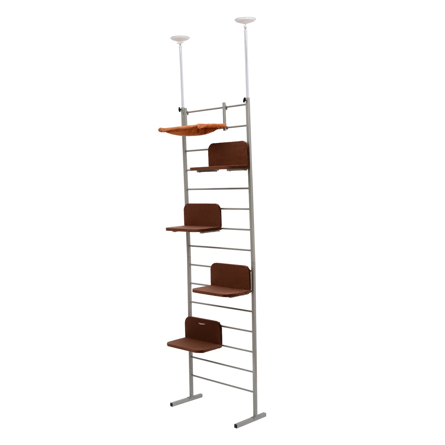 PawHut 108" Floor-to-Ceiling Adjustable Staggered Climbing Cat Tree Tower