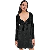 Another Girl Women's Velvet Bow Detail Fabric Mix Mini Dress