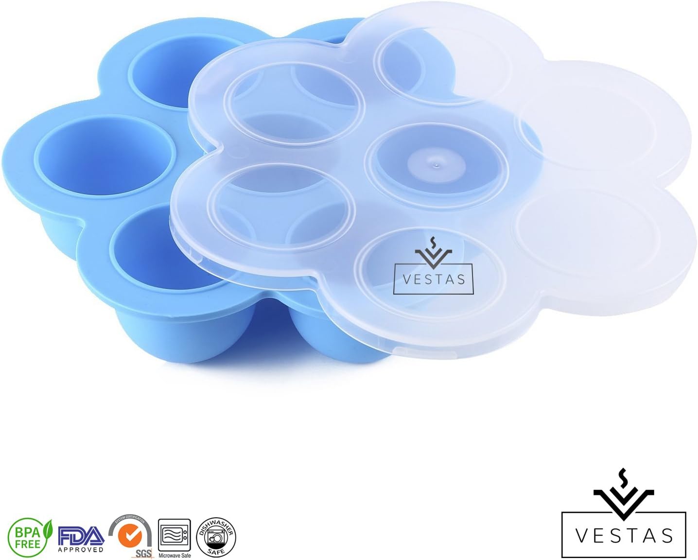 Vestas Silicone Egg Molds for Instant Pot Accessories – Fits Instant Pot 5, 6, 8 qt Pressure Cooker – Oven Baking Egg Mold for Quick Shaped Egg Bites | Reusable Storage Container Freezer Tray with Lid