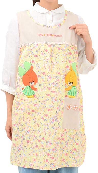 Amazon Co Jp イエロー M L D Loop ディーループ ルルロロ フラワープリントエプロン ワンピースエプロン Tiny Twin Bears パクペロ 012 804 ホーム キッチン