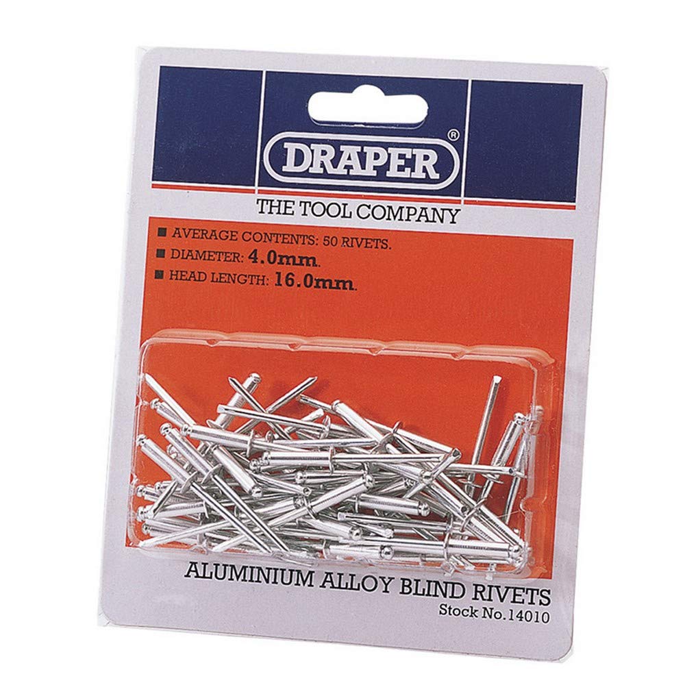 Draper 14010 Blind Rivets, 4mm x 15.8mm, Blue, Pack of 50