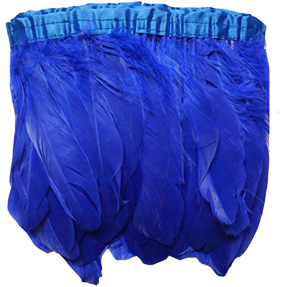 KOLIGHT 2m Natural Dyed Goose Feathers 15~20cm Trim Fringe for DIY Dress Sewing Crafts Costumes Decoration (Blue)