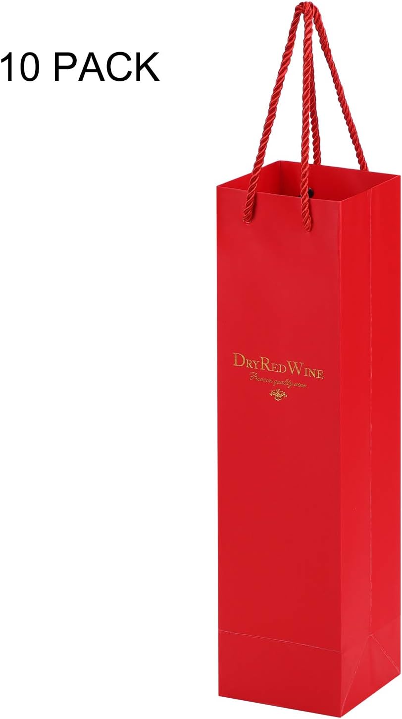10Pcs Bottle Gift Bags Wine Bags Premium Kraft Bags for Wine Bottles