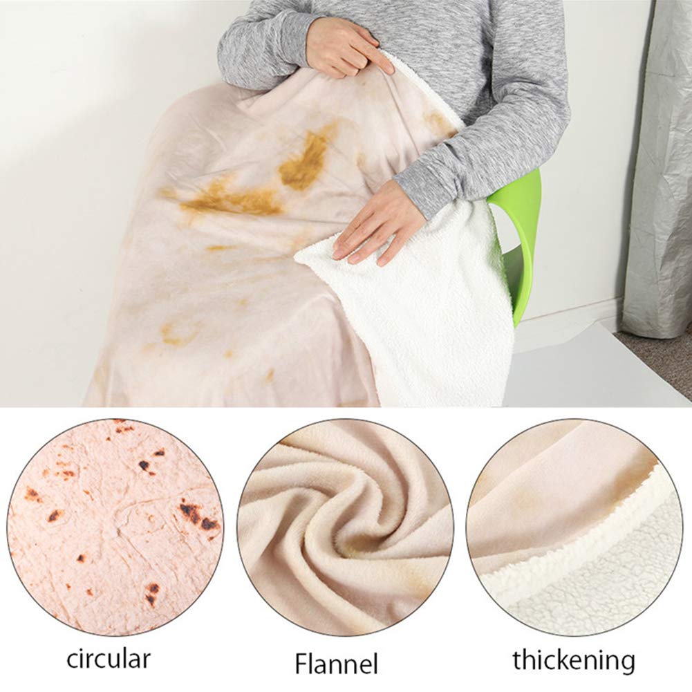Freesooth Burritos Tortilla Blanket Tortilla Throw Blanket Realistic Food Blanket Soft Plush Round Funny Blanket for Bed,Couch or Travel