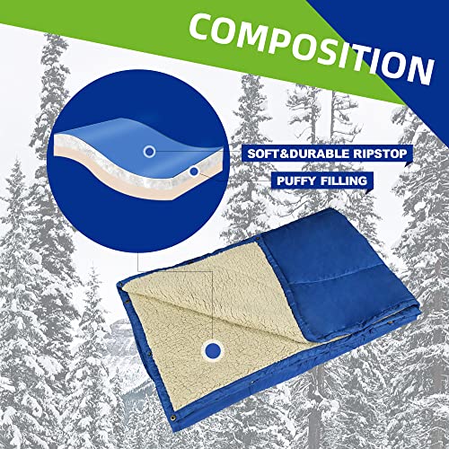 Kawagebo Kamp Sherpa Fleece Camping Blanket, Combined 2 IN 1 Ultra Soft