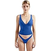 SUUKSESS Women Sexy V Neck V Back Tank Top Summer Sleeveless Going Out Double Lined Basic Tops