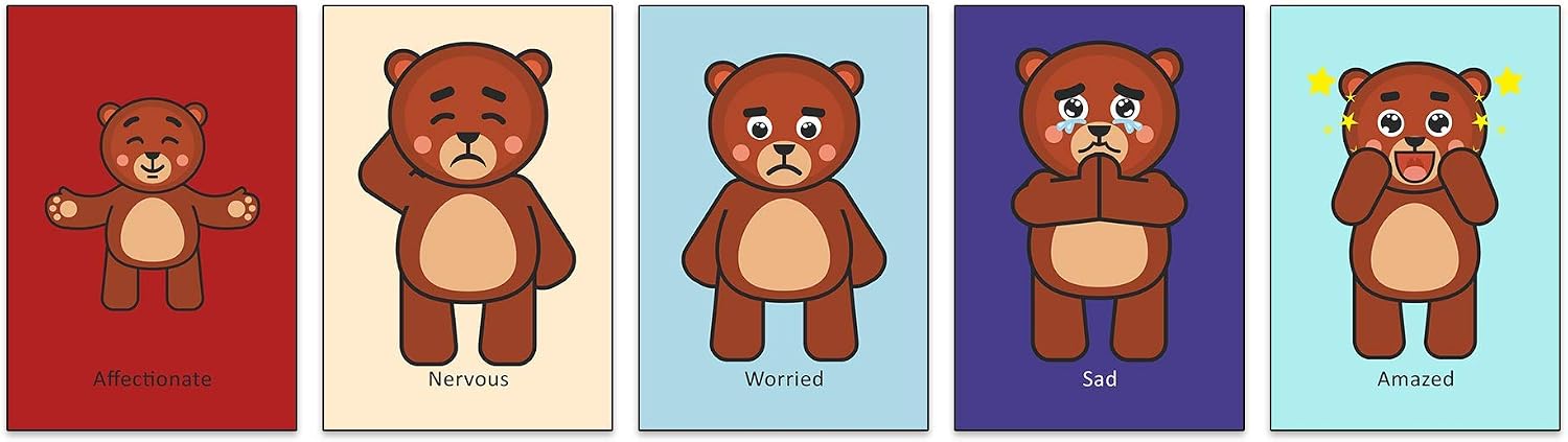 25 Bear Emotion Cards Feelings Mood Verbal Aid Flash Cards, 14.8*10.5 centimeters - Image 5