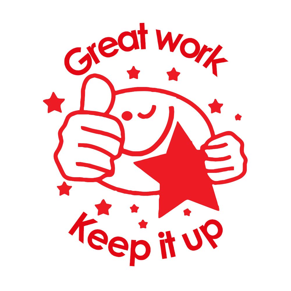 Great Work Keep It Up - Thumbs Up Stamper - Red