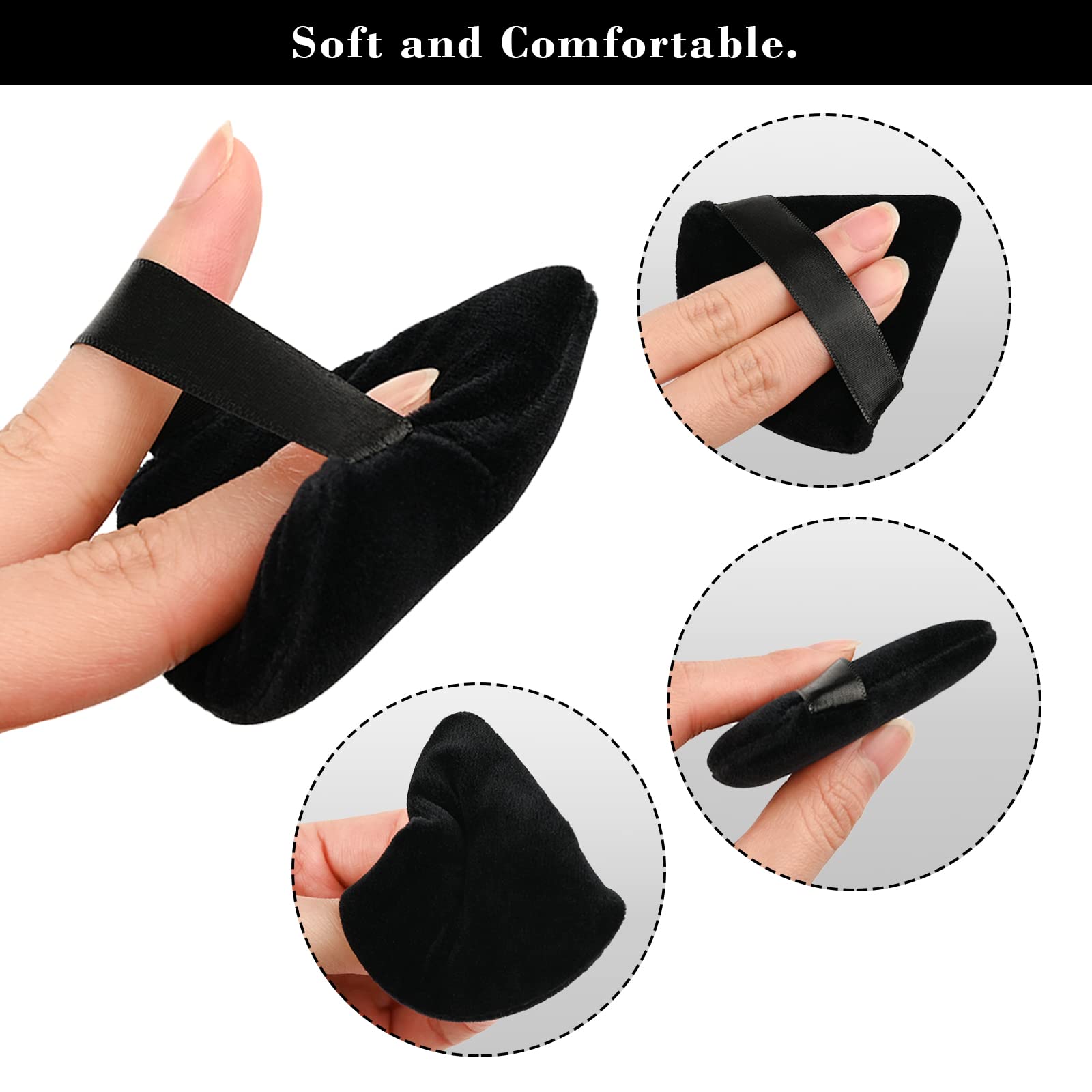 8Pcs of Triangular Powder Puff Makeup Sponges, Made of Super-soft Velvet, Designed for Contouring, Eye, and Corner, Beauty Blender Foundation Mixing Container.(Black)