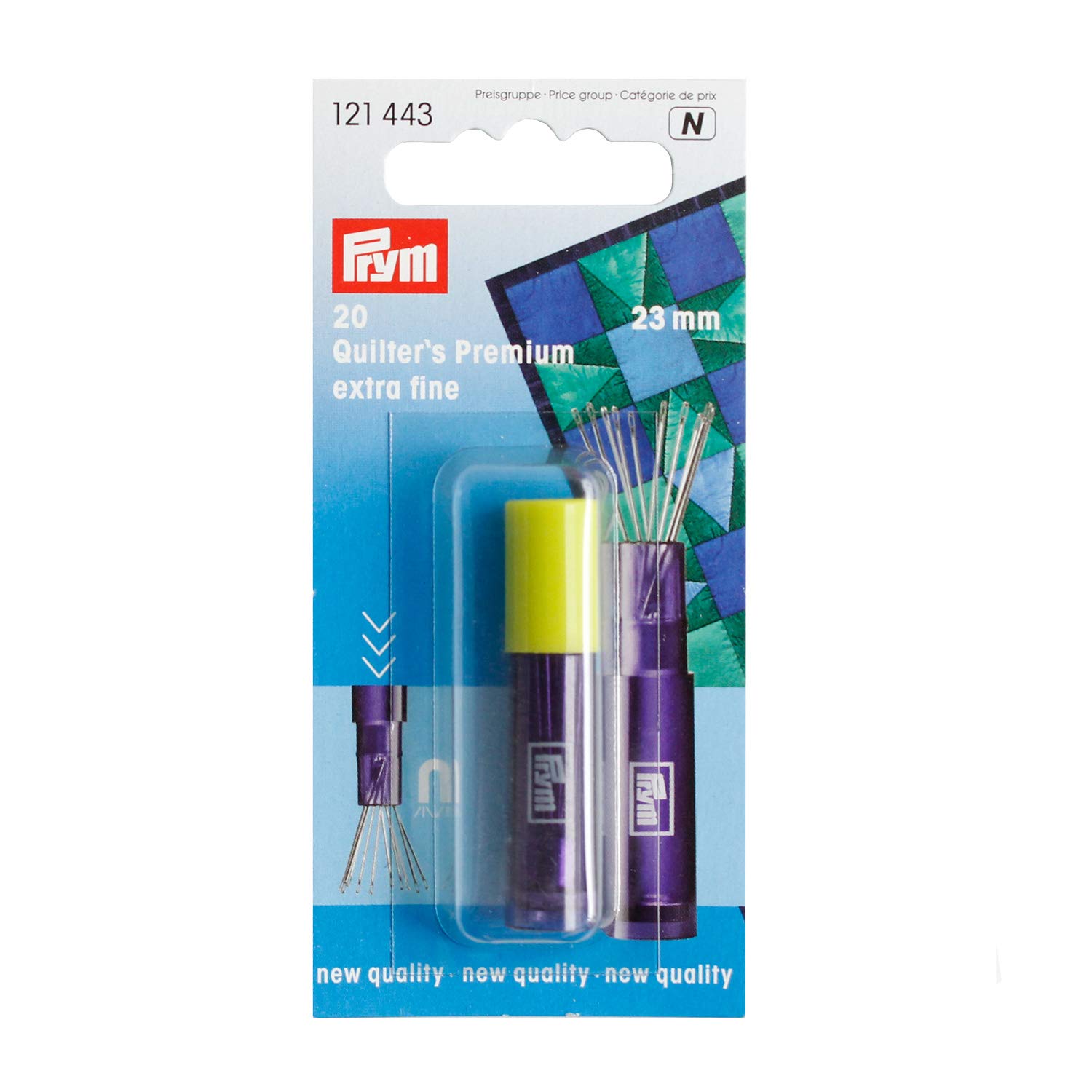 Prym - Prym Silver (0.53 x 23mm) Quilting Sewing Needles - 20 Pieces