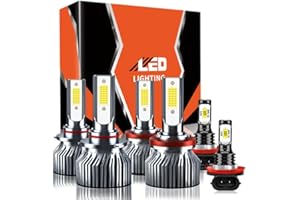 TXBILMOO Compatible For Toyota Camry 2007-2014 9005 H11 High/Low Beam H11 Fog Light Bulbs, 32000LM 300% Brightness 6500K White with Cooling Fan, Plug and Play, IP68 Pack of 6