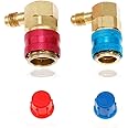 134a Quick Coupler, AC R134a Adapter Fittings Quick Connector, 1/4" SAE Male Flare High/Low A/C Freon Manifold Gauge Hose Conversion Kit