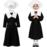 JenPen Halloween Nun Costume for Girls with Cornette Headpiece and Dress,M | Sollemnitas Omnium Sanctorum Religious Sister Outfit, 3 Pcs with White Cornette Black Dress Belt, for Halloween Stage Cosplay
