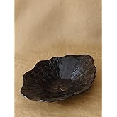 WENSHUO Stoneware Fruit Bowl for Kitchen Counter,Large Decorative Bowls for Home Decor,Handmade Perfect Centerpiece for Table, Island,or Counter,Ink Black Color Reactive Glaze 13.5" L × 10" W