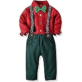 SALNIER Toddler Boy Suit Baby Boys Wedding Dress Outfit Formal Gentleman Clothes Set Dress Shirt Bowtie Suspenders Pants