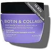 Luseta Biotin Collagen Hair Mask for Dry & Damaged Hair 16.9 Oz, Strengthening & Thickening Treatment Deep Conditioning Hair Treatment