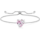 Vesitim Butterfly Bracelet for Women Sterling Silver Heart Jewelry Birthstone Charm Link Bracelet