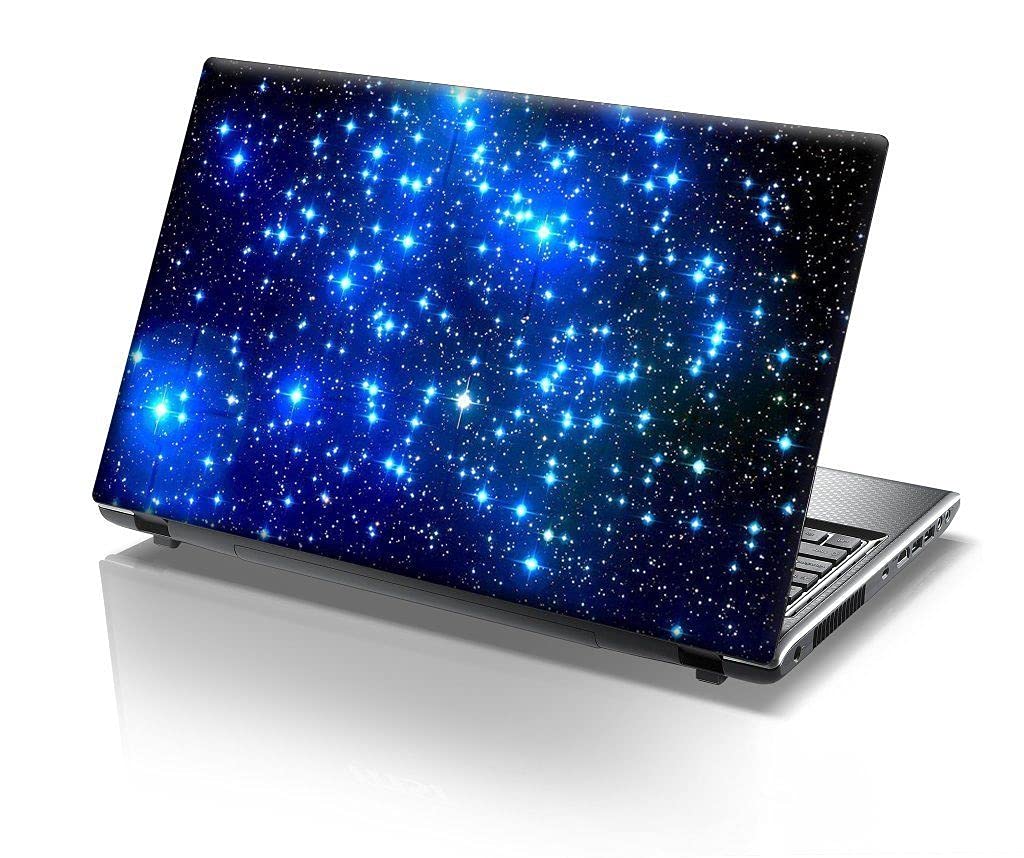 TaylorHe 15.6 inch 15 inch Laptop Skin Vinyl Decal with Colorful Patterns and Leather Effect Laminate MADE IN England Blue Stars in Space