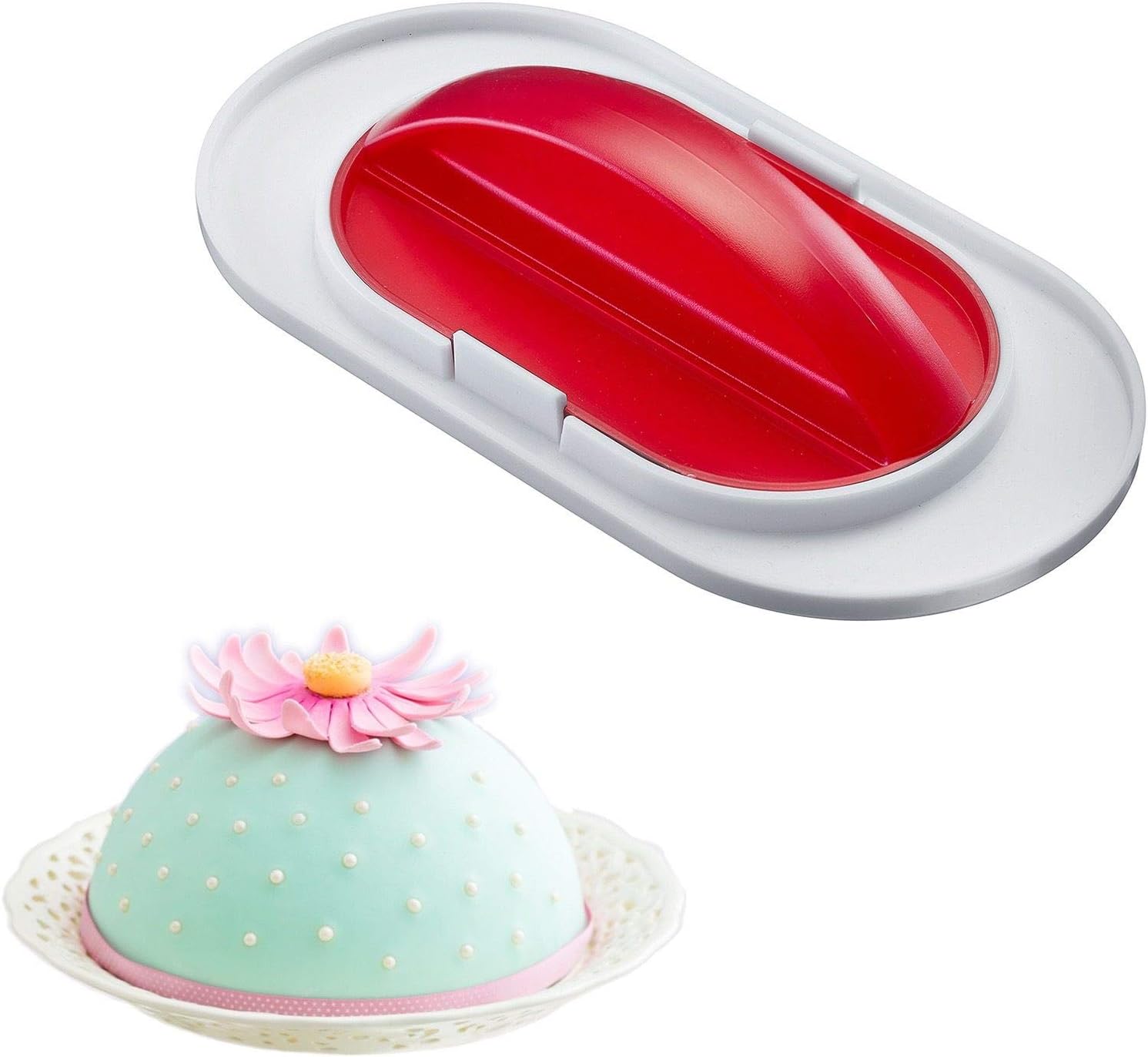 Westmark Fondantglätter/Cremespachtel, 2 in 1: Großer und kleiner Spachtel, Kunststoff, Weiß/Rot, 30482280