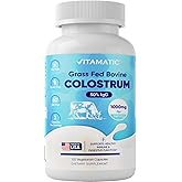 Vitamatic Bovine Colostrum Supplement 1000 mg per Serving - 50% Highest IgG - Supplement for Gut Health, Hair Growth, Beauty, Muscle Recovery, & Immune Support - 120 Capsules - 2 Pack