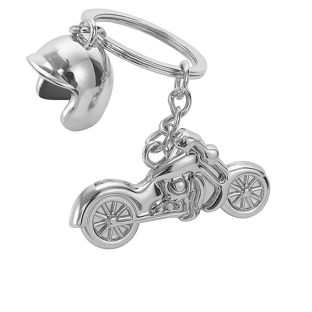 Lanjue 3D Metal Motor Bike Keyring, Motorcycle Keychain Mini Motorbike Key Rings Gift Fathers Day Christmas